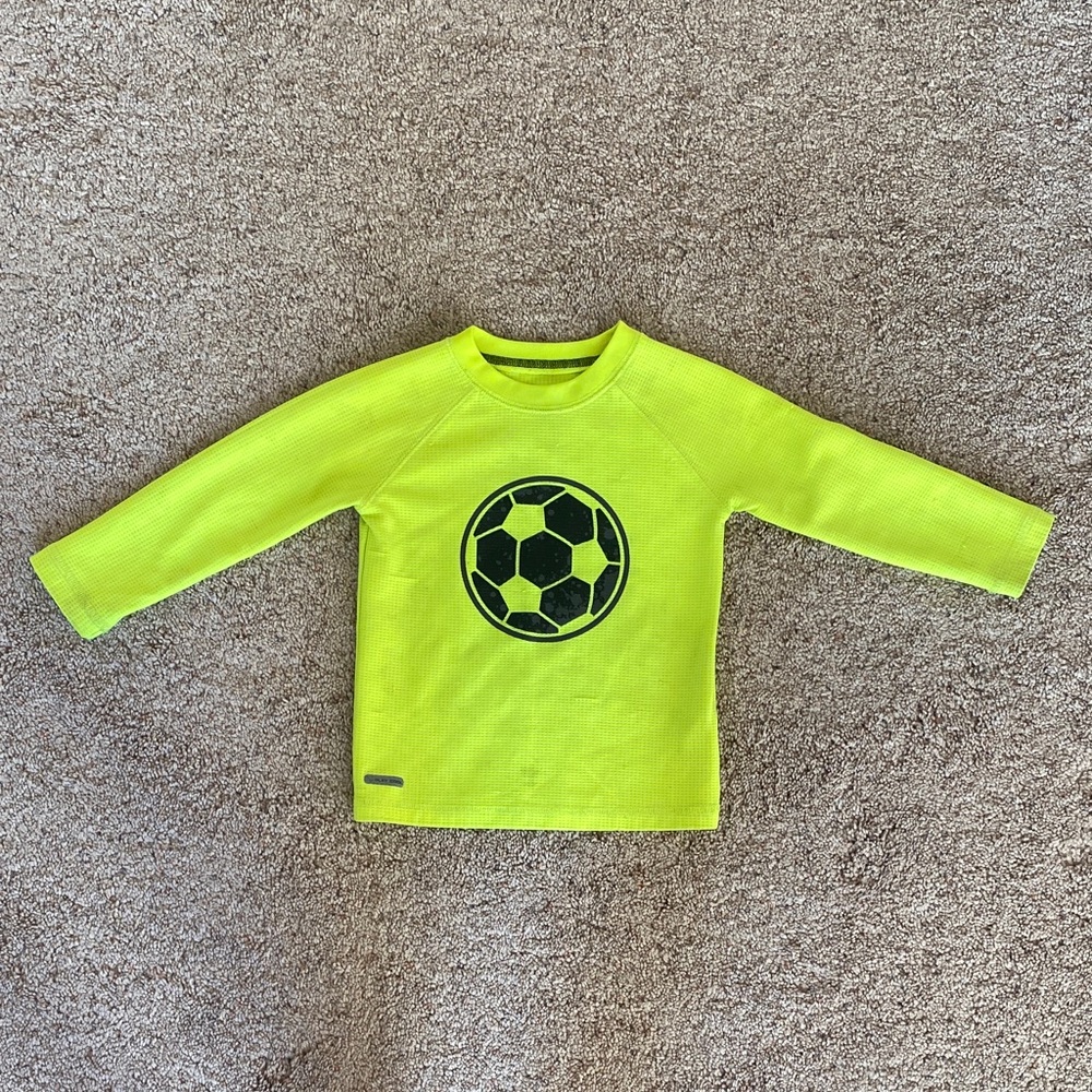 Jumping Beans Athletic Neon Green Long Sleeve Tee with Soccer Graphic
